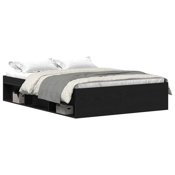 vidaXL Sengeramme uten madrass svart eik 135x190 cm konstruert tre