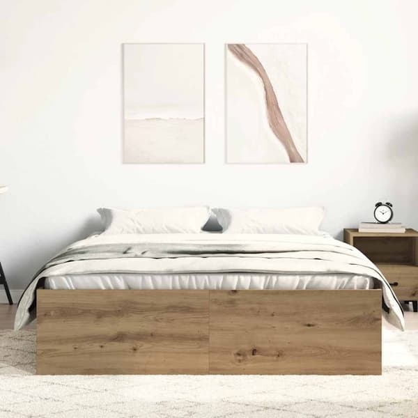 vidaXL Sängynrunko ilman patjaa artisaanitammi 135x190 cm tekninen puu