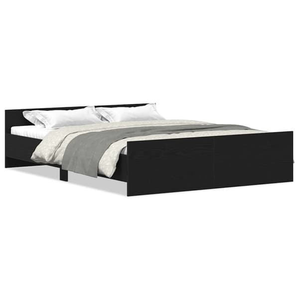 vidaXL Sängynrunko ilman patjaa musta tammi 150x200 cm tekninen puu