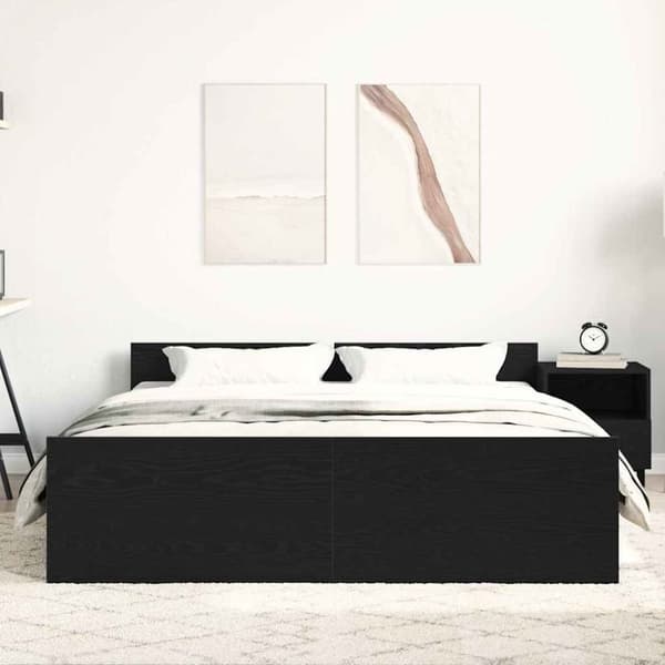 vidaXL Sängynrunko ilman patjaa musta tammi 150x200 cm tekninen puu