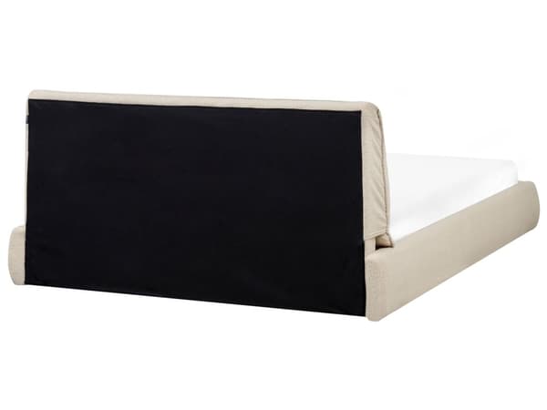 Dobbeltseng Beige Boucle-Polstring 160 x 200 cm Lamellbunn med Tykk Polstret Hodegavl Fotbrett Moderne Stil Soverom