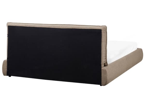 Dobbeltseng Brun Boucle-Polstring 160 x 200 cm Lamellbunn med Tykk Polstret Hodegavl Fotbrett Moderne Stil Soverom
