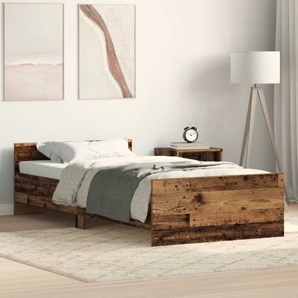 vidaXL sengeramme uden madras 75x190 cm konstrueret træ antikt træ