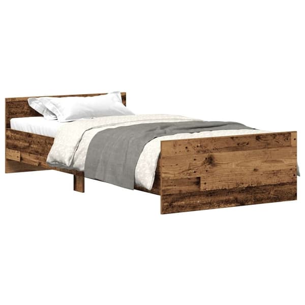 vidaXL sengeramme uden madras 75x190 cm konstrueret træ antikt træ