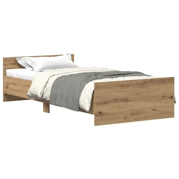 vidaXL Sängram utan madrass hantverksmässig ek 75x190 cm