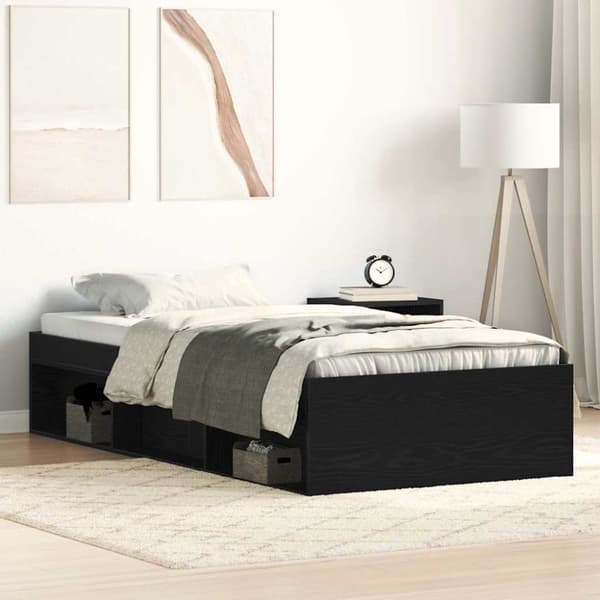 vidaXL sengeramme 100x200 cm uden madras konstrueret træ sort eg