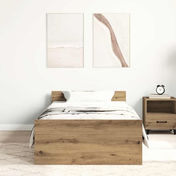 vidaXL Sängynrunko ilman patjaa artisaanitammi 75x190 cm tekninen puu