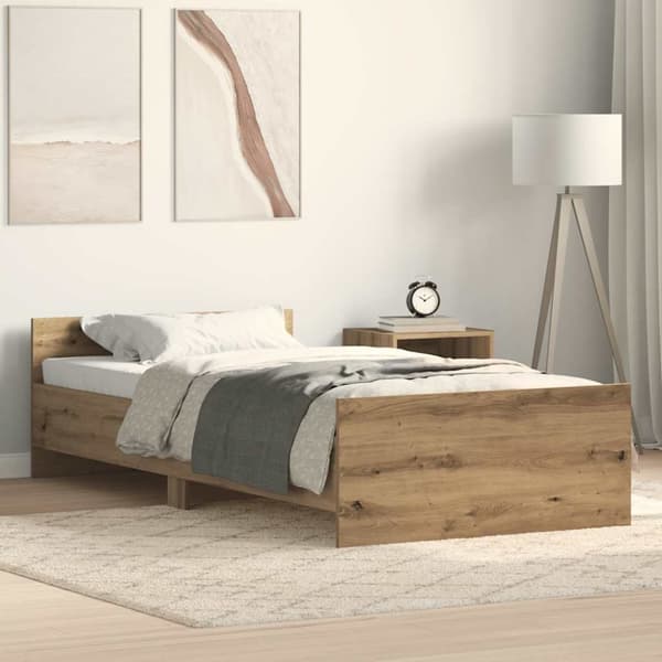 vidaXL Sängynrunko ilman patjaa artisaanitammi 75x190 cm tekninen puu
