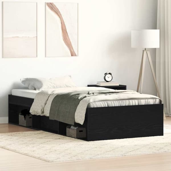vidaXL sengeramme 90x200 cm uden madras konstrueret træ sort eg