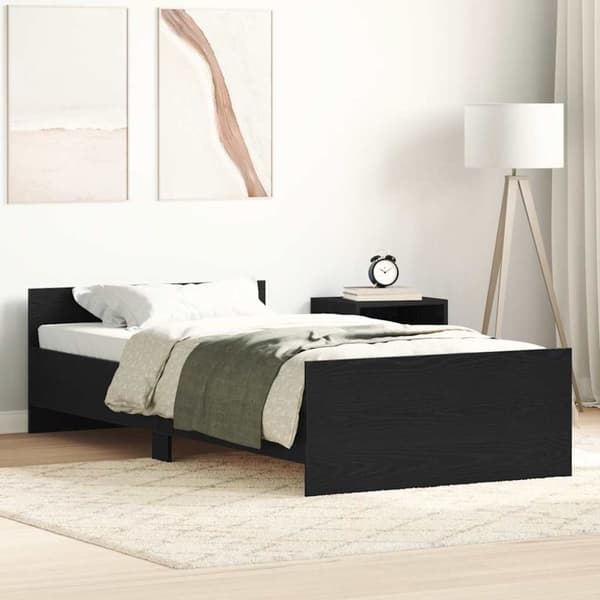 vidaXL sengeramme 100x200 cm uden madras konstrueret træ sort eg
