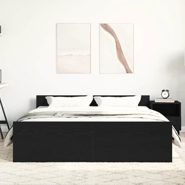 vidaXL Sängynrunko ilman patjaa musta tammi 160x200 cm tekninen puu