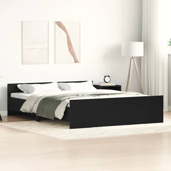 vidaXL Sängynrunko ilman patjaa musta tammi 160x200 cm tekninen puu