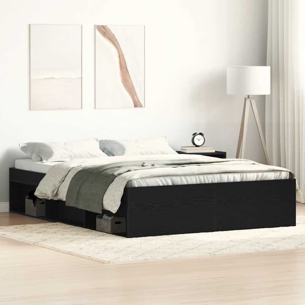 vidaXL sengestel uden madras 120x200 cm konstrueret træ sort eg