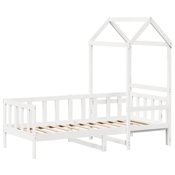 vidaXL daybed med tag 80x200 cm massivt fyrretræ hvid