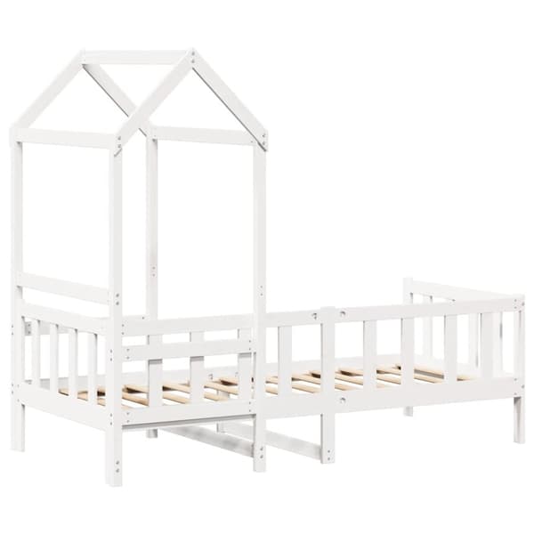 vidaXL daybed med tag 80x200 cm massivt fyrretræ hvid