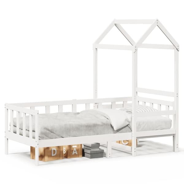 vidaXL daybed med tag 80x200 cm massivt fyrretræ hvid