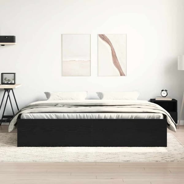 vidaXL sengestel uden madras 200x200 cm konstrueret træ sort eg