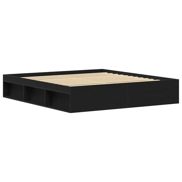 vidaXL sengestel uden madras 200x200 cm konstrueret træ sort eg
