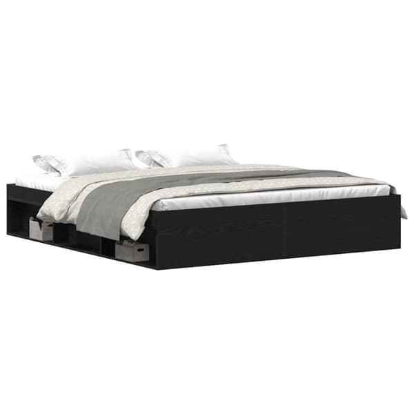vidaXL sengestel uden madras 200x200 cm konstrueret træ sort eg