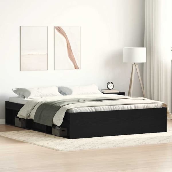 vidaXL sengestel uden madras 160x200 cm konstrueret træ sort eg