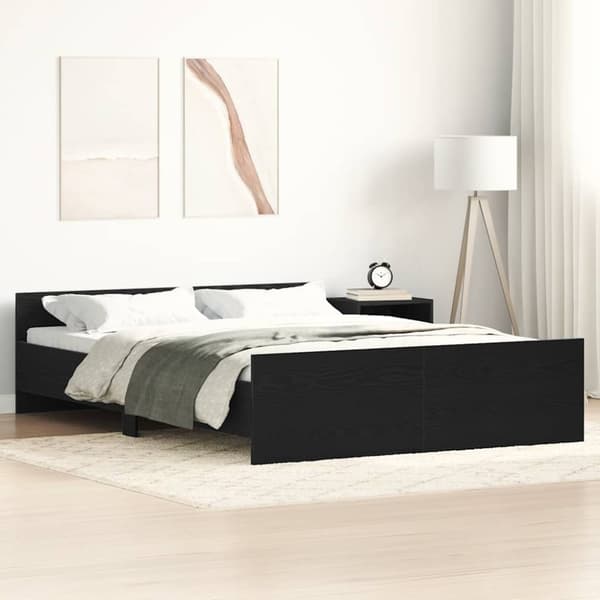 vidaXL sengestel uden madras 120x190 cm konstrueret træ sort eg