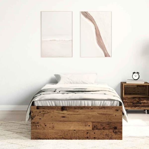 vidaXL sengeramme uden madras 75x190 cm konstrueret træ antikt træ