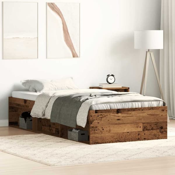 vidaXL sengeramme uden madras 75x190 cm konstrueret træ antikt træ