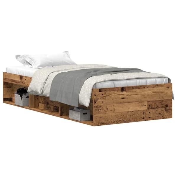 vidaXL sengeramme uden madras 75x190 cm konstrueret træ antikt træ