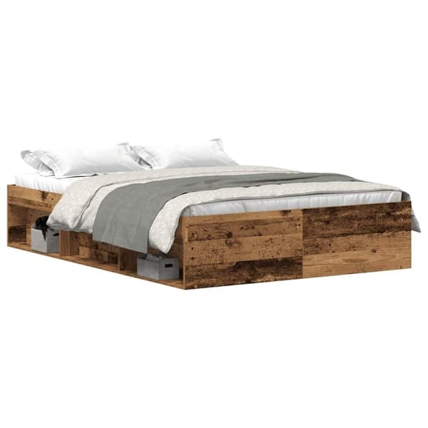 vidaXL Sengeramme uten madrass gammelt tre 135x190 cm konstruert tre
