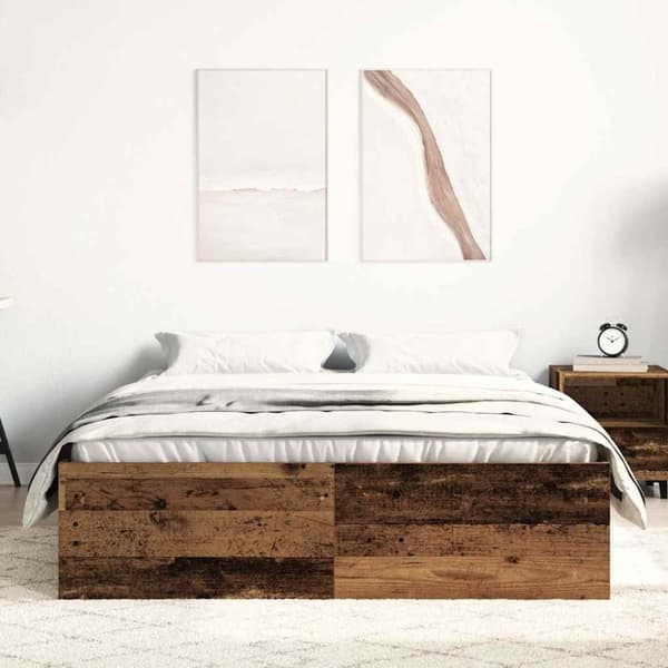 vidaXL Sengeramme uten madrass gammelt tre 135x190 cm konstruert tre