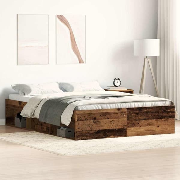 vidaXL Sengeramme uten madrass gammelt tre 135x190 cm konstruert tre