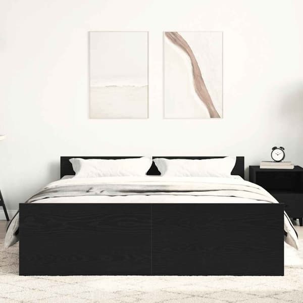 vidaXL sengestel uden madras 140x190 cm konstrueret træ sort eg