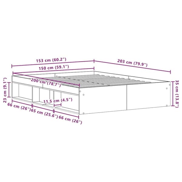 vidaXL sengestel uden madras 150x200cm konstrueret træ kunsteg