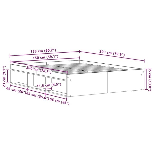 vidaXL Sängynrunko ilman patjaa vanha puu 150x200 cm tekninen puu