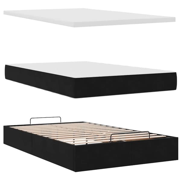 vidaXL Ottoman sengeramme med madrass svart 120x200cm fløyel