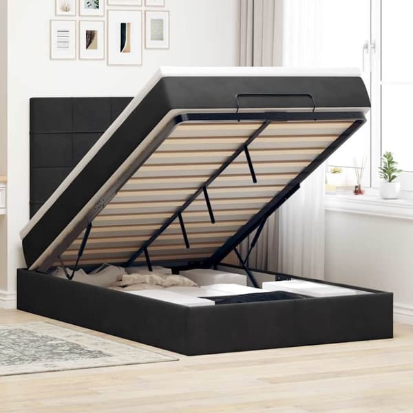 vidaXL Ottoman sengeramme med madrasser svart 120x200cm fløyel