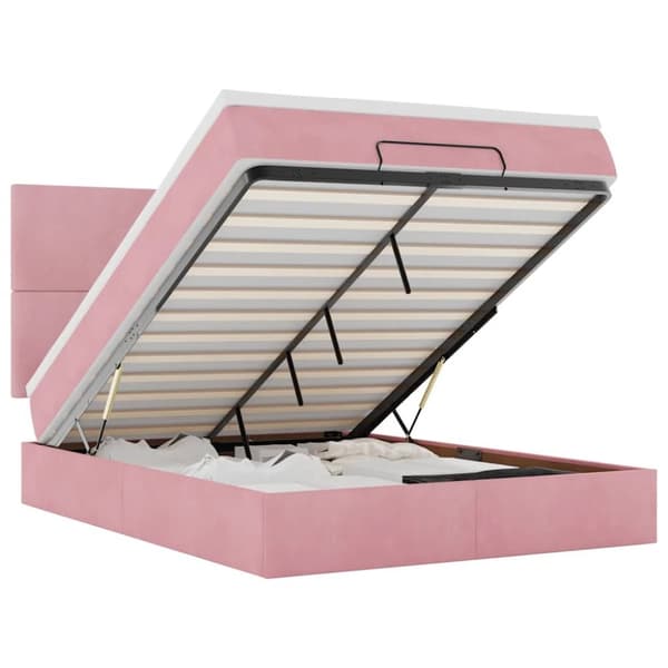 vidaXL Ottoman sengeramme med madrasser rosa 140x200cm fløyel