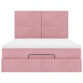 Miniatyrbilde 8 av 11: vidaXL Ottoman sengeramme med madrasser rosa 140x200cm fløyel