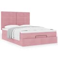 Miniatyrbilde 5 av 11: vidaXL Ottoman sengeramme med madrasser rosa 140x200cm fløyel