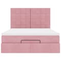 Miniatyrbilde 8 av 11: vidaXL Ottoman sengeramme med madrasser rosa 140x200cm fløyel
