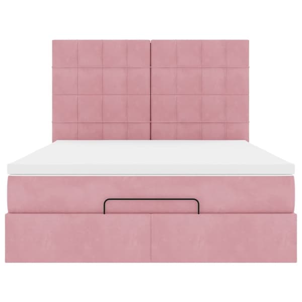 vidaXL Ottoman sengeramme med madrasser rosa 140x200cm fløyel