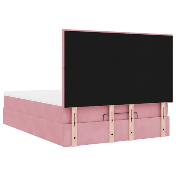 vidaXL Ottoman sengeramme med madrasser rosa 140x200cm fløyel