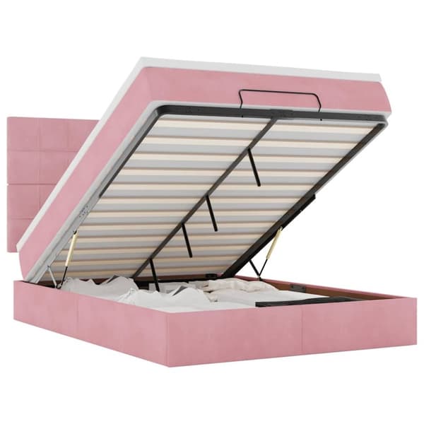 vidaXL Ottoman sengeramme med madrasser rosa 140x200cm fløyel