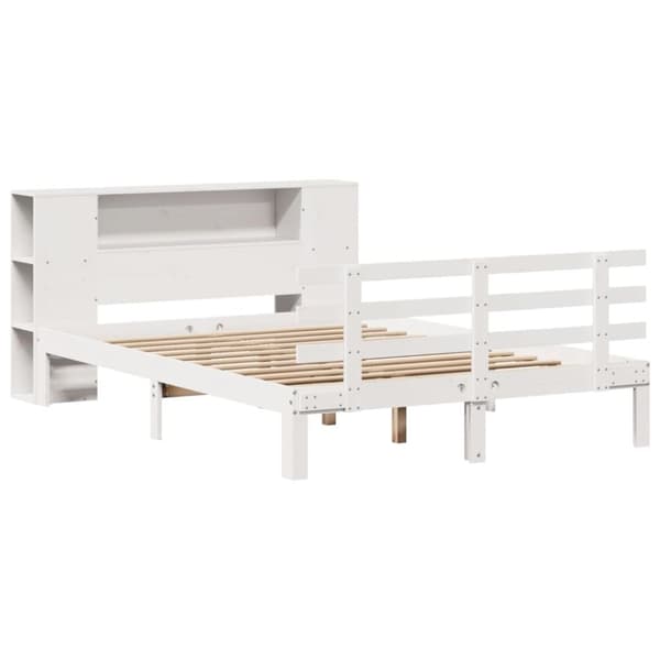 vidaXL seng med reol uden madras 120x200 cm massivt fyrretræ hvid