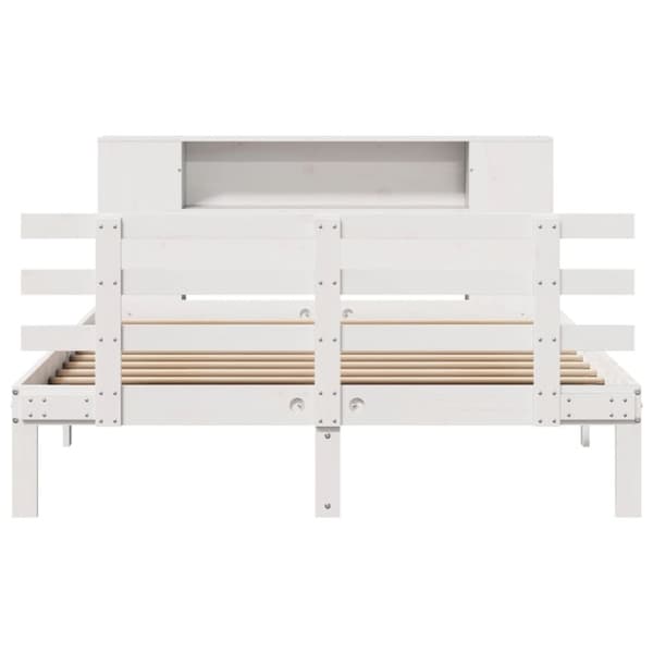 vidaXL seng med reol uden madras 120x200 cm massivt fyrretræ hvid
