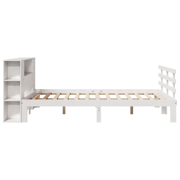 vidaXL seng med reol uden madras 120x200 cm massivt fyrretræ hvid