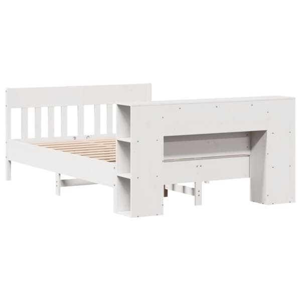 vidaXL Seng med bokhylle uten madrass hvit 120x200 cm heltre furu