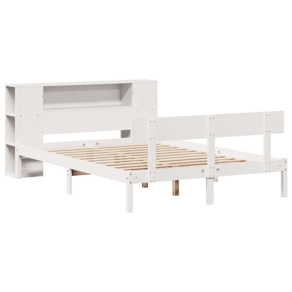 vidaXL seng med reol uden madras 120x200 cm massivt fyrretræ hvid