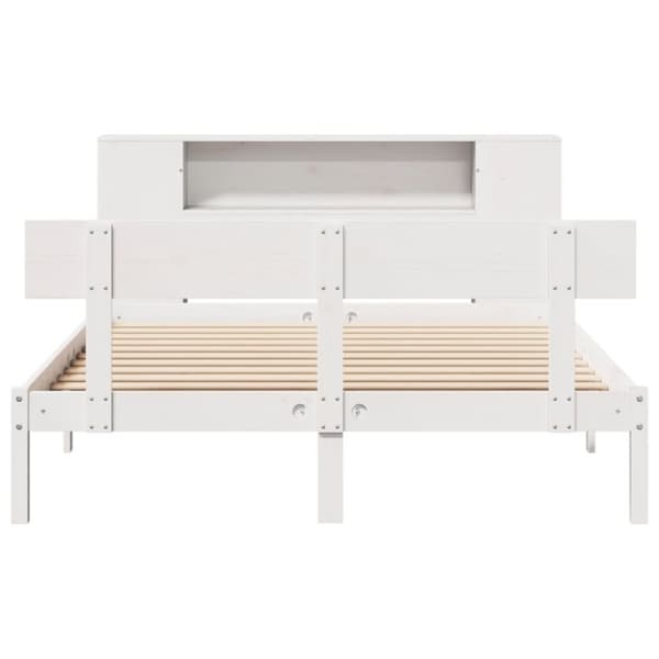 vidaXL seng med reol uden madras 120x200 cm massivt fyrretræ hvid