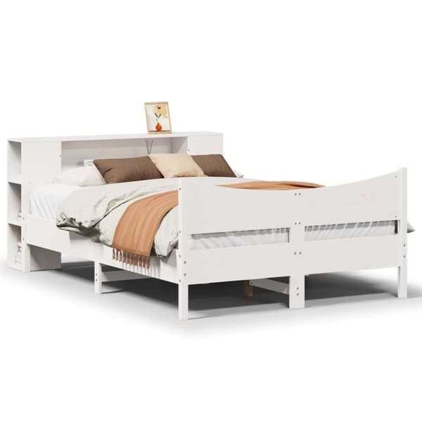 vidaXL sengeramme uden madras 120x200 cm massivt fyrretræ hvid